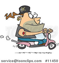 Cartoon Biker Dude on APink Scooter by Toonaday