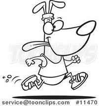 Cartoon Line Drawing of a Dog Jogging by Toonaday
