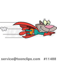 Cartoon Super Cat Flying by Toonaday