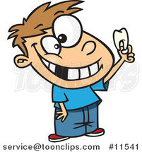 Cartoon Proud White Boy Holding His Tooth by Toonaday