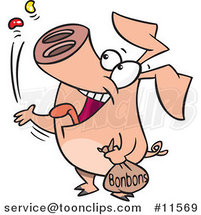 Cartoon Pig Popping Bon Bons by Toonaday