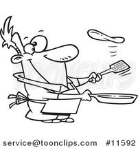 Cartoon Outlined Guy Flipping a Flapjack by Toonaday