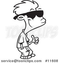 Cartoon Outlined Thumbs up Boy with Shades by Toonaday