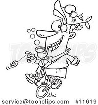 Cartoon Outlined Eccentric Guy Doing Stunts by Toonaday