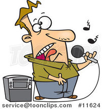 Cartoon Guy Singing Karaoke by Toonaday