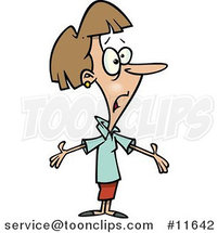 Cartoon Confused Brunette Lady with a Shocked Expression by Toonaday