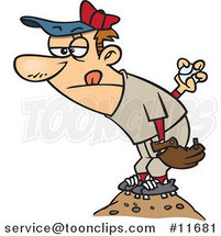Cartoon Baseball Pitcher on the Mound by Toonaday