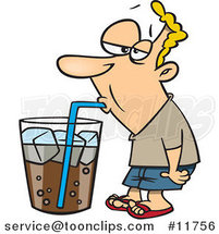 Cartoon Guy Drinking from a Giant Soda Cup by Toonaday