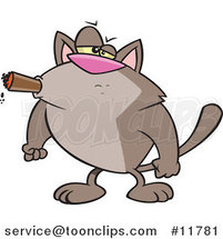 Cartoon Tough Cat Smoking a Cigar by Toonaday