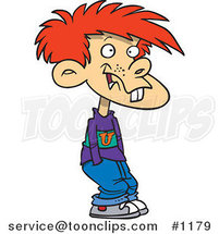 Cartoon Buck Toothed Boy with His Hands in His Pockets by Toonaday