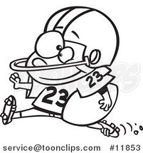 Cartoon Outlined Football Halfback Running by Toonaday