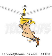 Cartoon Unbalanced Tight Rope Walker Stuck Upside down by Toonaday
