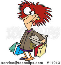 Cartoon Frazzled Black Friday Shopper Lady by Toonaday