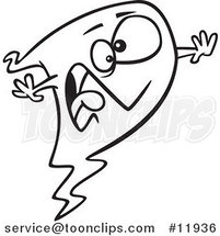 Cartoon Outlined Screaming Ghost by Toonaday