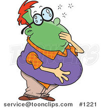 Cartoon Sick Green Guy Grabbing His Mouth and Holding His Belly by Toonaday