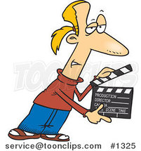 Cartoon Guy Presenting Take 2 with a Clapper by Toonaday