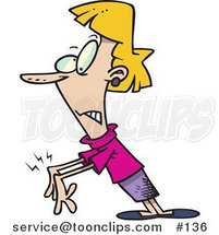 Cartoon Blond Lady with Carpal Tunnel Syndrome (CTS) by Toonaday