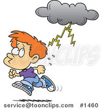 Cartoon Boy Running from Lightning by Toonaday