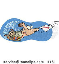 Cartoon Guy Swimming After a Hooked Bonus Underwater by Toonaday