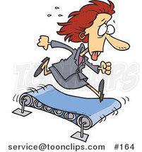 Cartoon Sweaty Businesswoman Running on a Treadmill by Toonaday