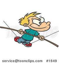 Cartoon Boy Walking on a Tight Rope by Toonaday