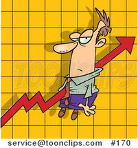 Cartoon Increase Arrow on a Graph Chart, Going Right Through a Guy by Toonaday