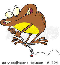 Cartoon Brown Toad on a Leap Stick by Toonaday