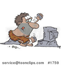 Cartoon Caveman Using Stones to Type on a Computer by Toonaday