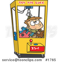 Cartoon Boy Stuck in a Toy Machine by Toonaday