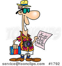 Cartoon Tourist Holding a Map and Sight Seeing Book by Toonaday