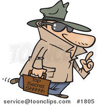 Cartoon Spy Carrying Top Secret Information by Toonaday