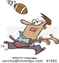 Cartoon Business Man Playing Football by Toonaday