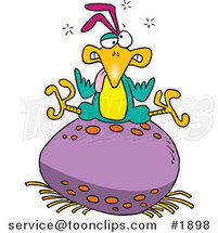 Cartoon Bird Sitting on a Huge Egg by Toonaday