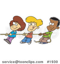 Cartoon Girl and Boys Pulling a Rope by Toonaday