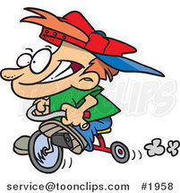 Cartoon Boy Riding His Trike by Toonaday