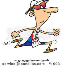 Cartoon Guy Running in a Triathlon by Toonaday