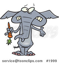 Cartoon Dieting Elephant Trimming up by Eating Carrots by Toonaday