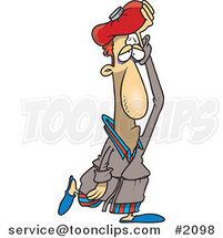 Cartoon Sick Guy Walking Around with an Ice Pack on His Head by Toonaday
