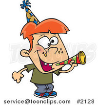Cartoon New Year Boy with a Horn by Toonaday