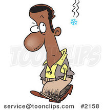 Cartoon Guy Watching a Snowflake Signaling the Onset of Winter by Toonaday