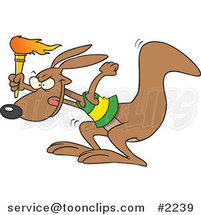 Cartoon BOlympic Kangaroo with a Torch by Toonaday