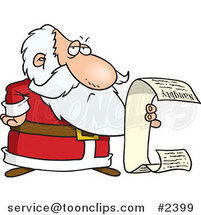 Cartoon Santa Reading His Naughty List by Toonaday