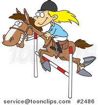 Cartoon Girl on a Leaping Horse by Toonaday