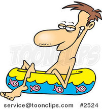 Cartoon Guy Relaxing in a Kiddy Pool by Toonaday