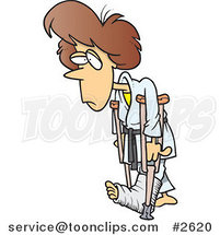 Cartoon Judo Lady with Crutches by Toonaday