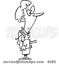Cartoon Coloring Page Line Art of a Middle Aged Female Student by Toonaday