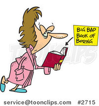 Cartoon Lady Reading a Boring Book by Toonaday