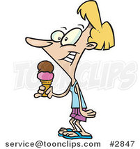 Cartoon Lady Holding Ice Cream by Toonaday