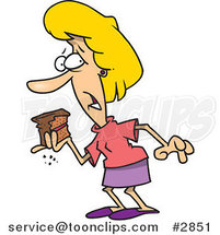 Cartoon Lady Indulging in Cake by Toonaday