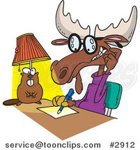 Cartoon Moose Writing an Anonymous Letter by Toonaday